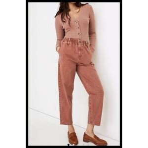 Madewell Garment Dyed Balloon Jeans Rusted Burgundy Medium NWOT